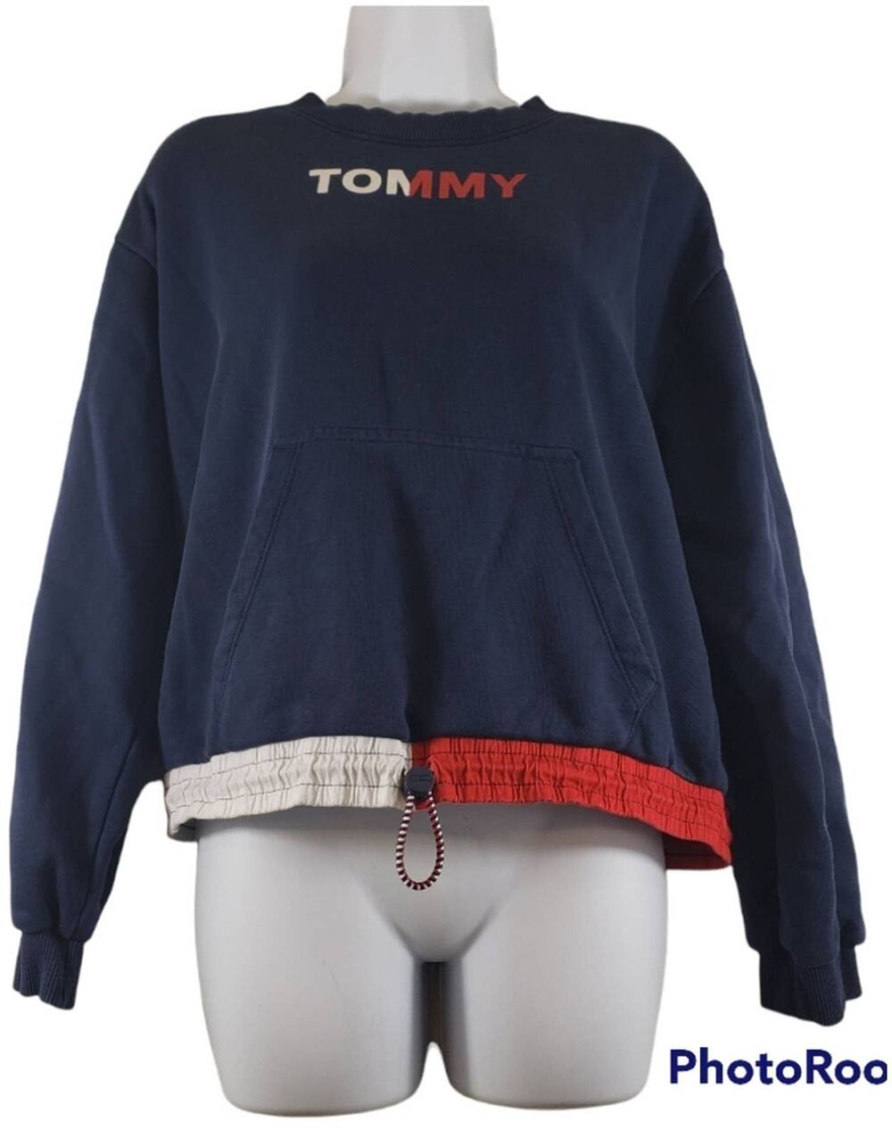 Tommy Hilfiger Logo Navy Blue/Red/White Sweatshirt Size Medium